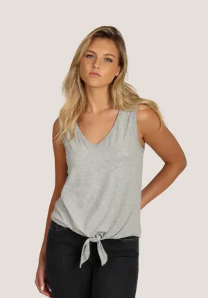 Deep V Sleeveless Tie Top