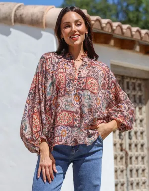 Demi Blouse - Blush/Chocolate