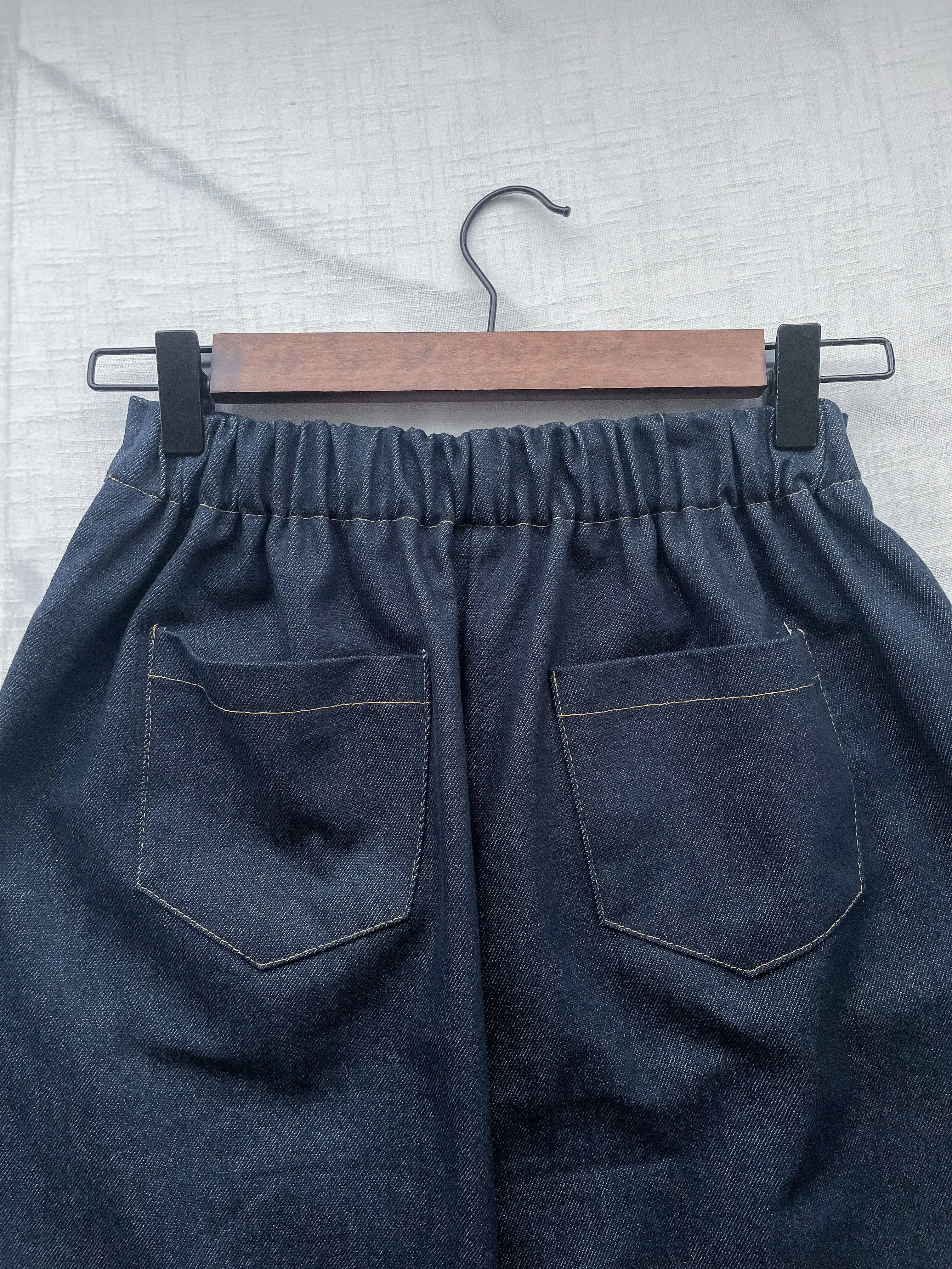Denim Skirt 深藍色啡線條A形顯瘦牛仔裙/ SK8868 (pre-order 3月5截單)