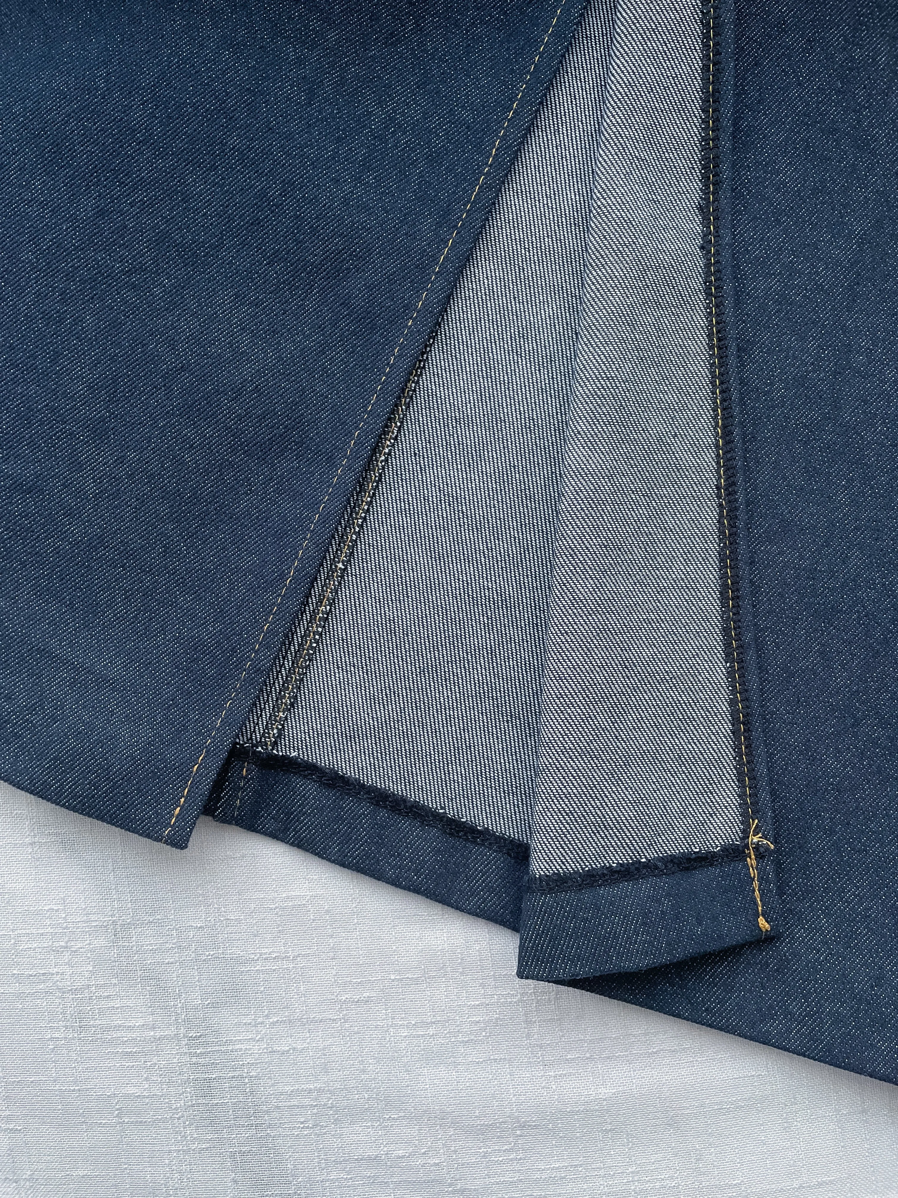 Denim Skirt 深藍色啡線條A形顯瘦牛仔裙/ SK8868 (pre-order 3月5截單)