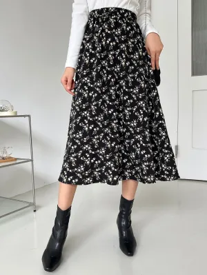 Ditsy Floral Print High Waist Skirt