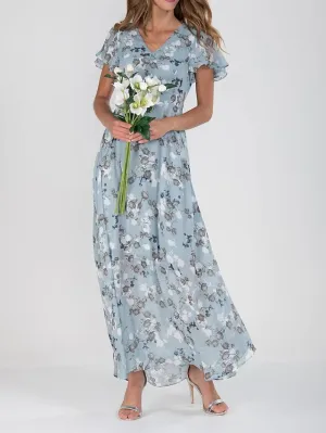 DONNA - Chiffon Floral Dress With Fringe