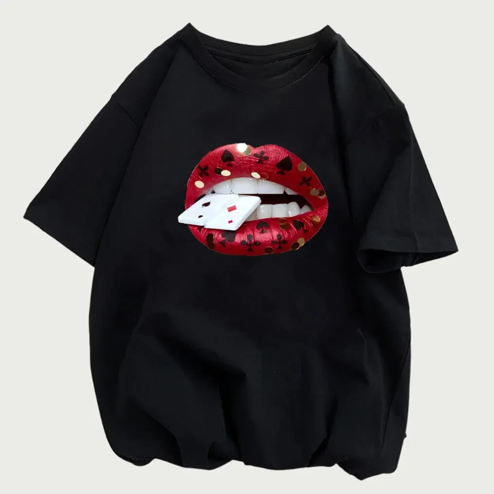 Dragon Print Women's Polyester Casual T-shirt