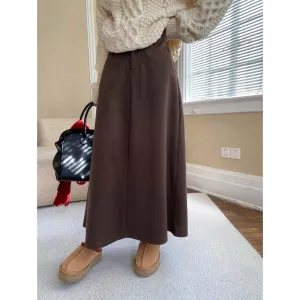 Draping High Waist Loose Woolen Skirt