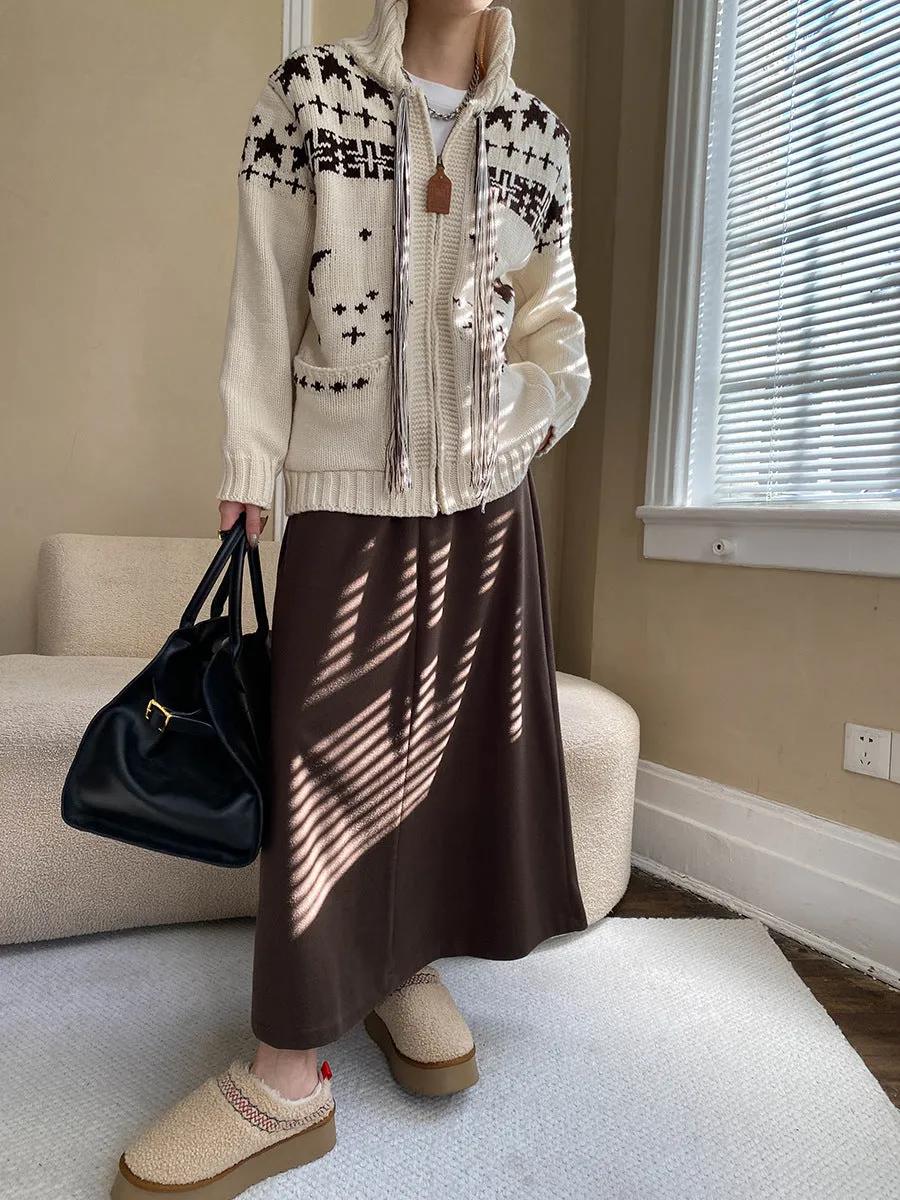 Draping High Waist Loose Woolen Skirt