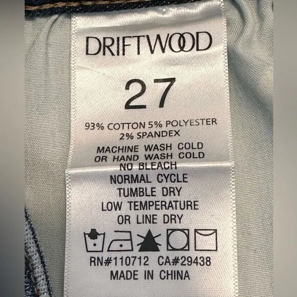 Driftwood Isabel Jeans Size 27, 34 inseam