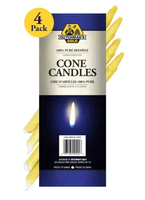 Dutchman's Gold Beeswax Cone Candles - 4 Pack