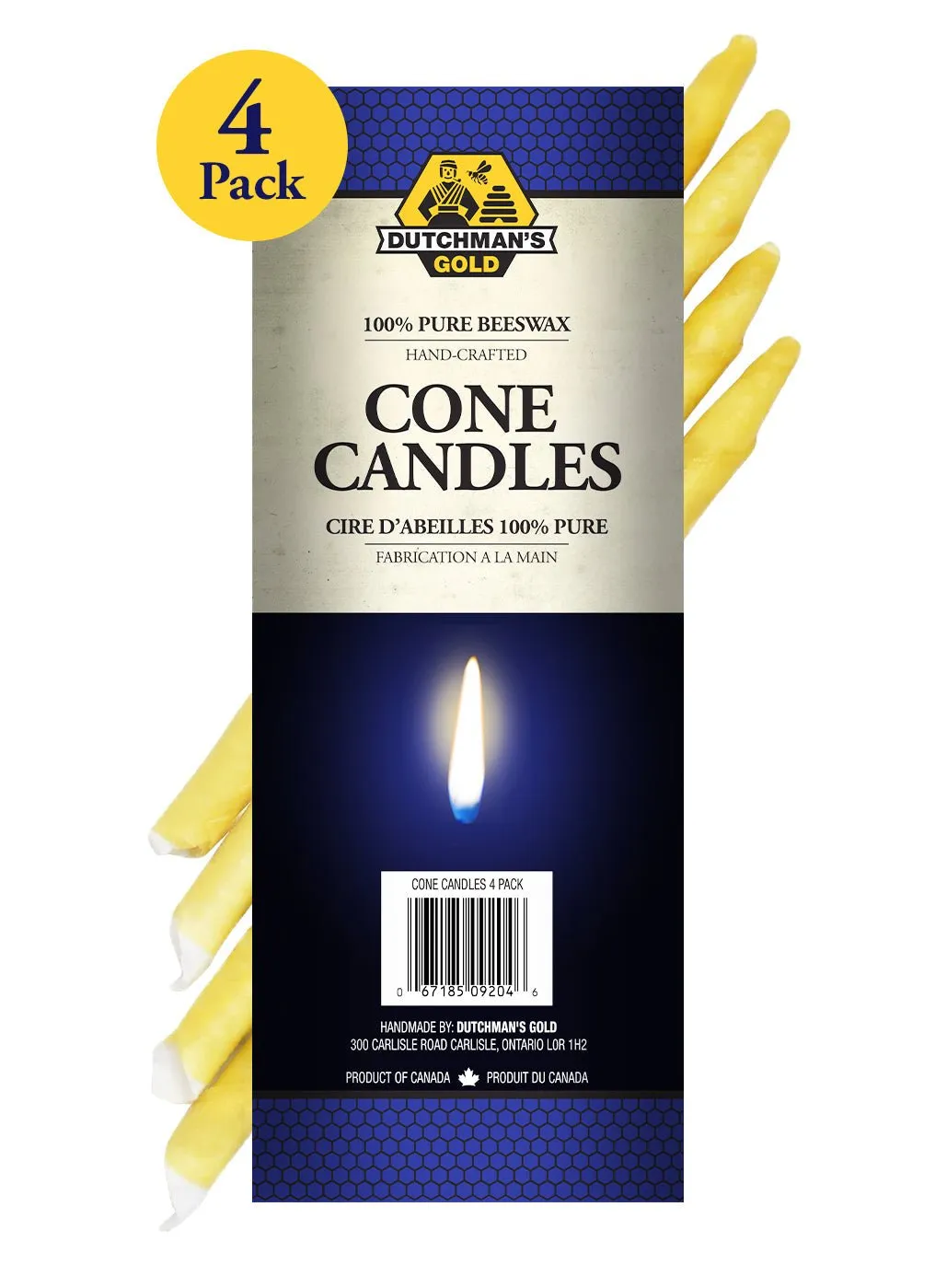 Dutchman's Gold Beeswax Cone Candles - 4 Pack
