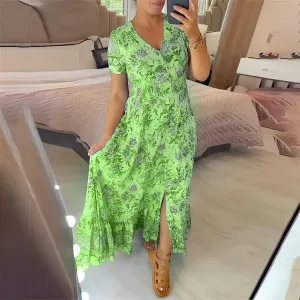 EASY ELEGANCE – FLORAL V-NECK MAXI