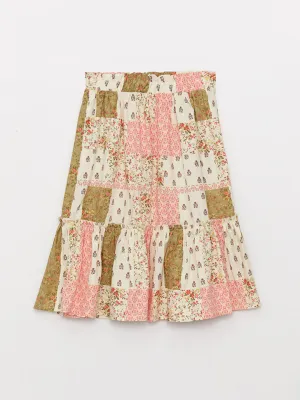Elastic Waist Patterned Girl Skirt