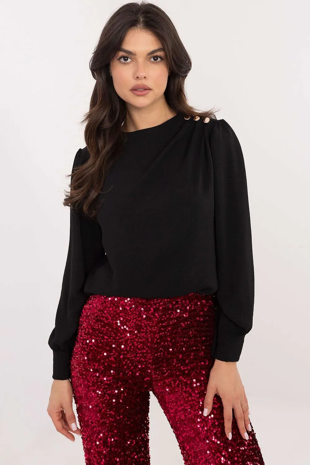 Elegant long sleeves formal blouse with a subtle