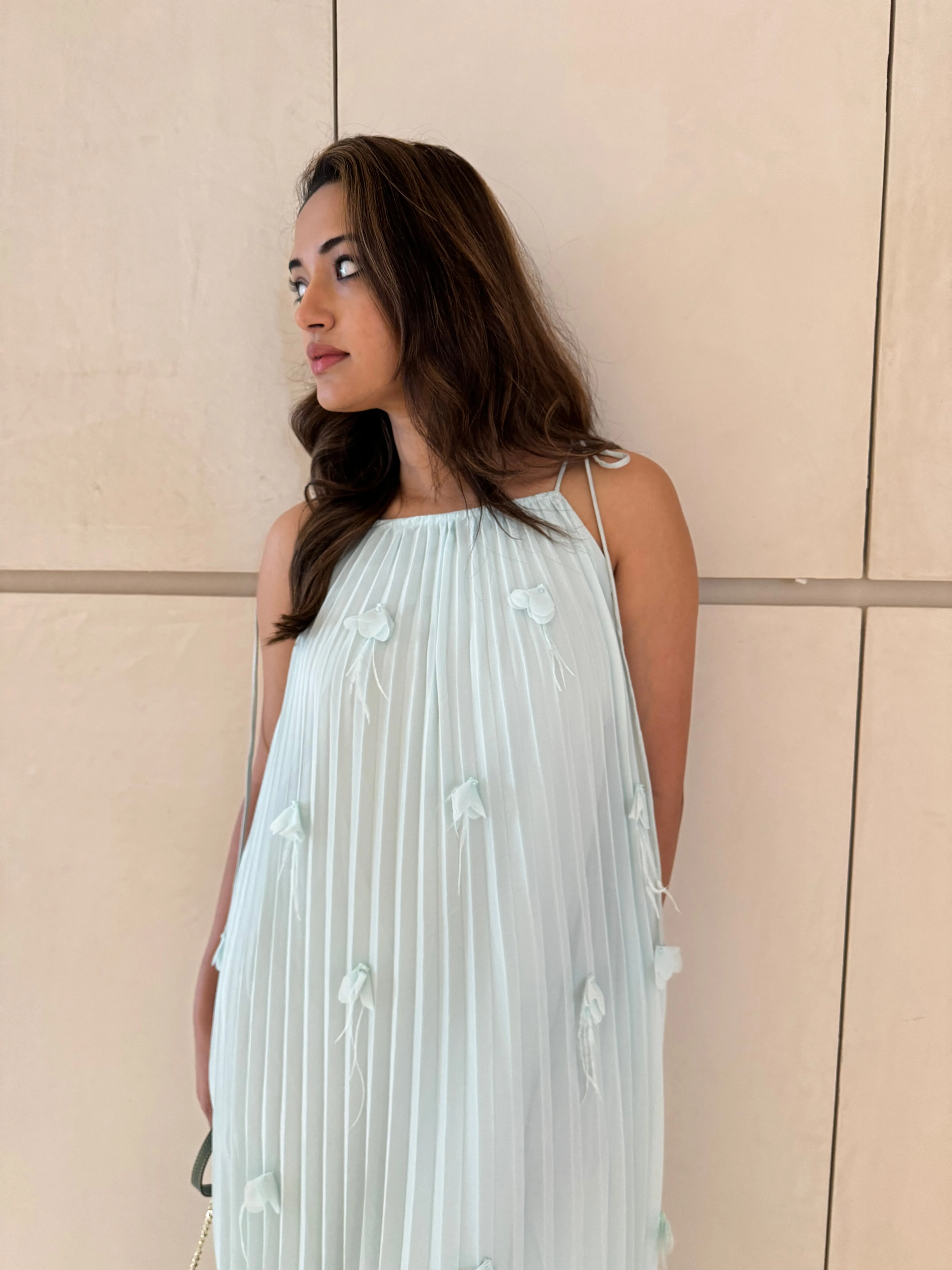 Elif flower pleated dress