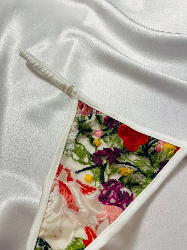 Embroidery G-String In Multicolor Cotton Floral - Kilo Brava