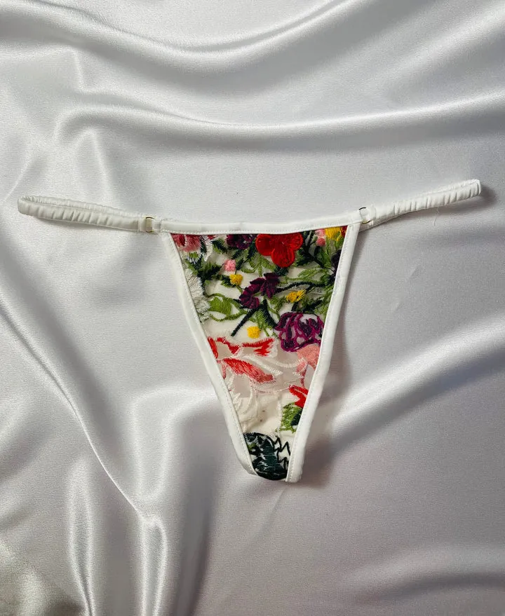 Embroidery G-String In Multicolor Cotton Floral - Kilo Brava