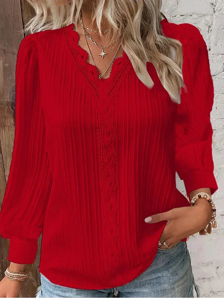 Emma™ | Chiffon Blouse with Lace Details