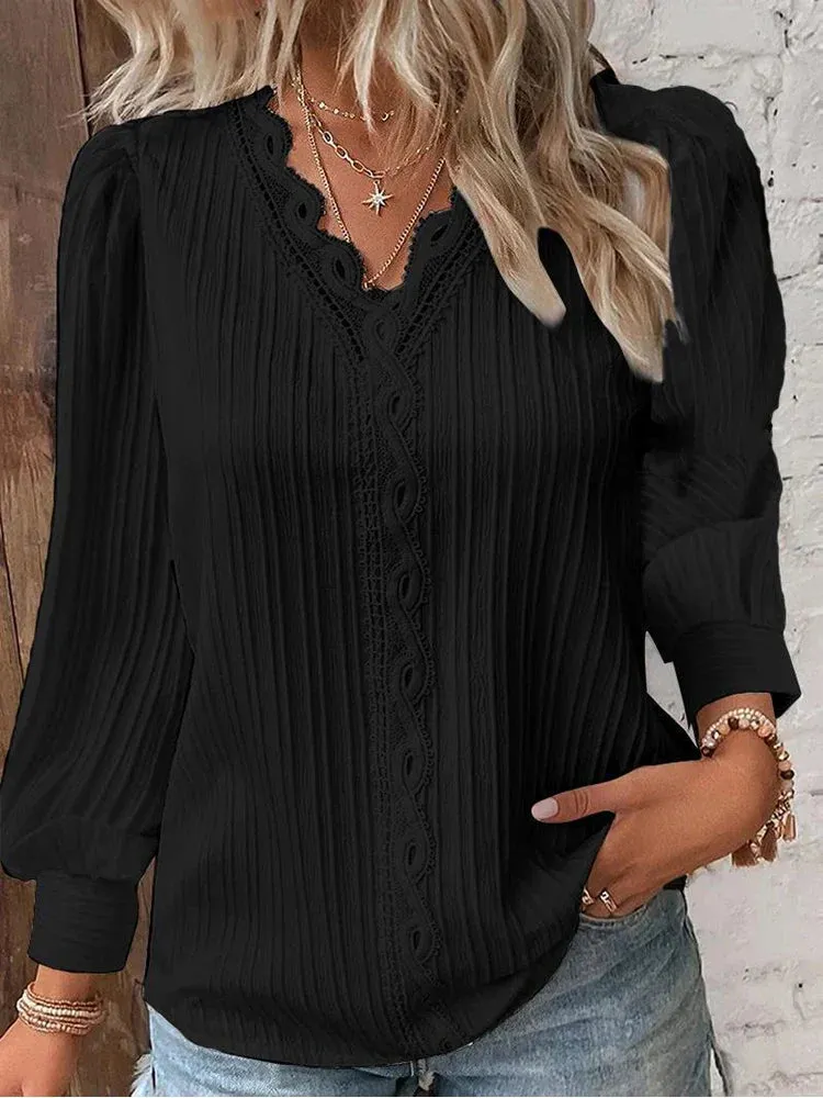 Emma™ | Chiffon Blouse with Lace Details