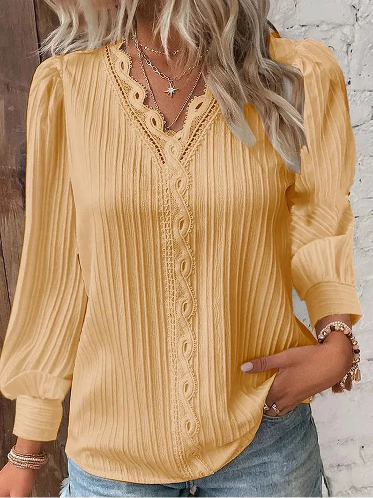 Emma™ | Chiffon Blouse with Lace Details