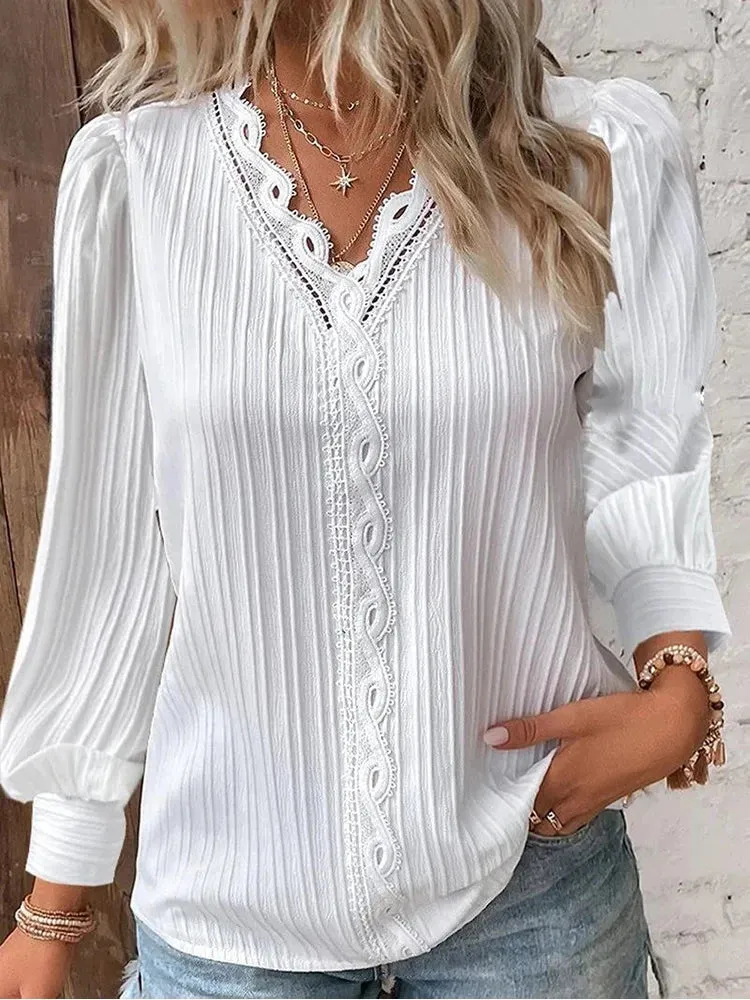 Emma™ | Chiffon Blouse with Lace Details