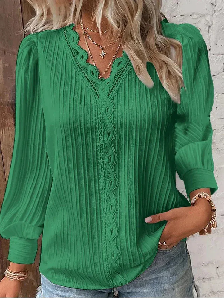 Emma™ | Chiffon Blouse with Lace Details