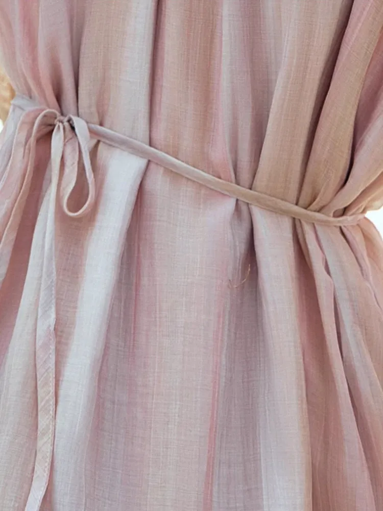 Ethereal Striped Chiffon Loose Dress