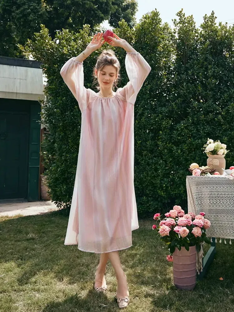 Ethereal Striped Chiffon Loose Dress