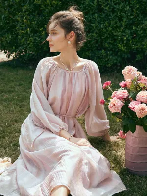 Ethereal Striped Chiffon Loose Dress