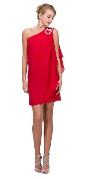 Eureka 1902 Layered One Shoulder Short Chiffon Club Dress
