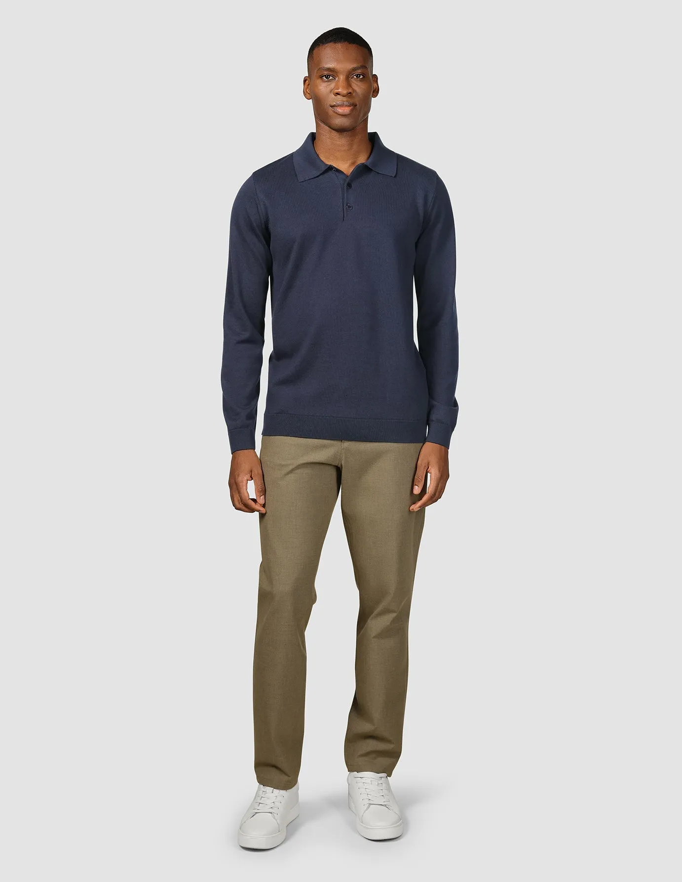 Everyday Knit Long Sleeve Polo Navy