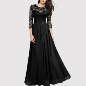 Evie | Hot Lace Chiffon Dress