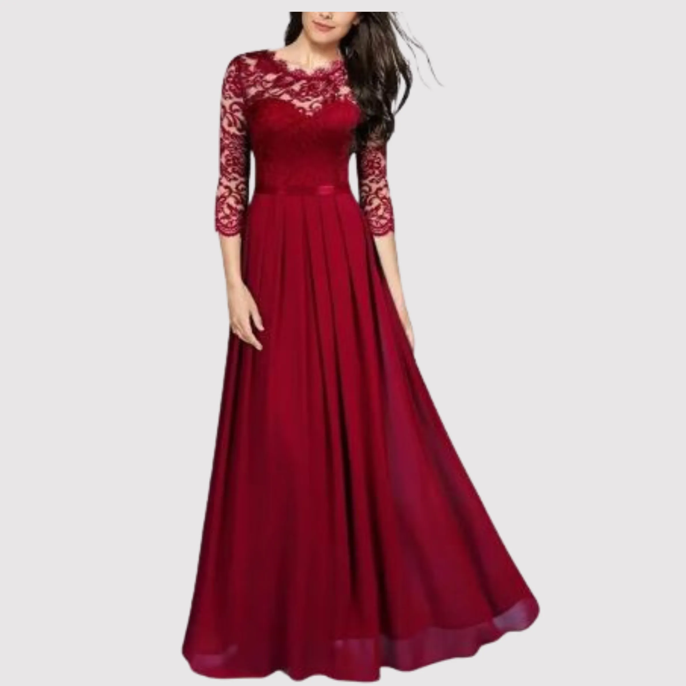 Evie | Hot Lace Chiffon Dress