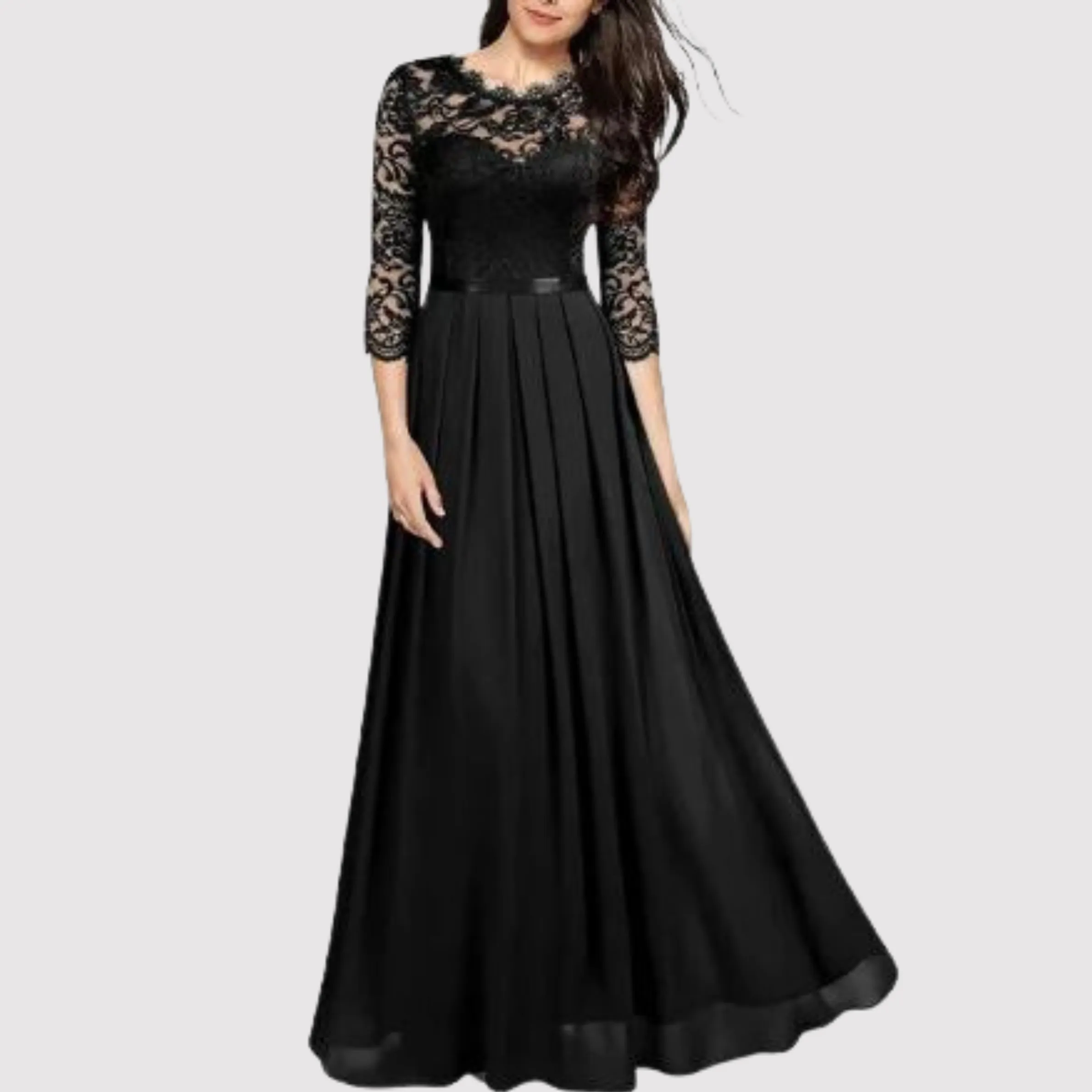 Evie | Hot Lace Chiffon Dress