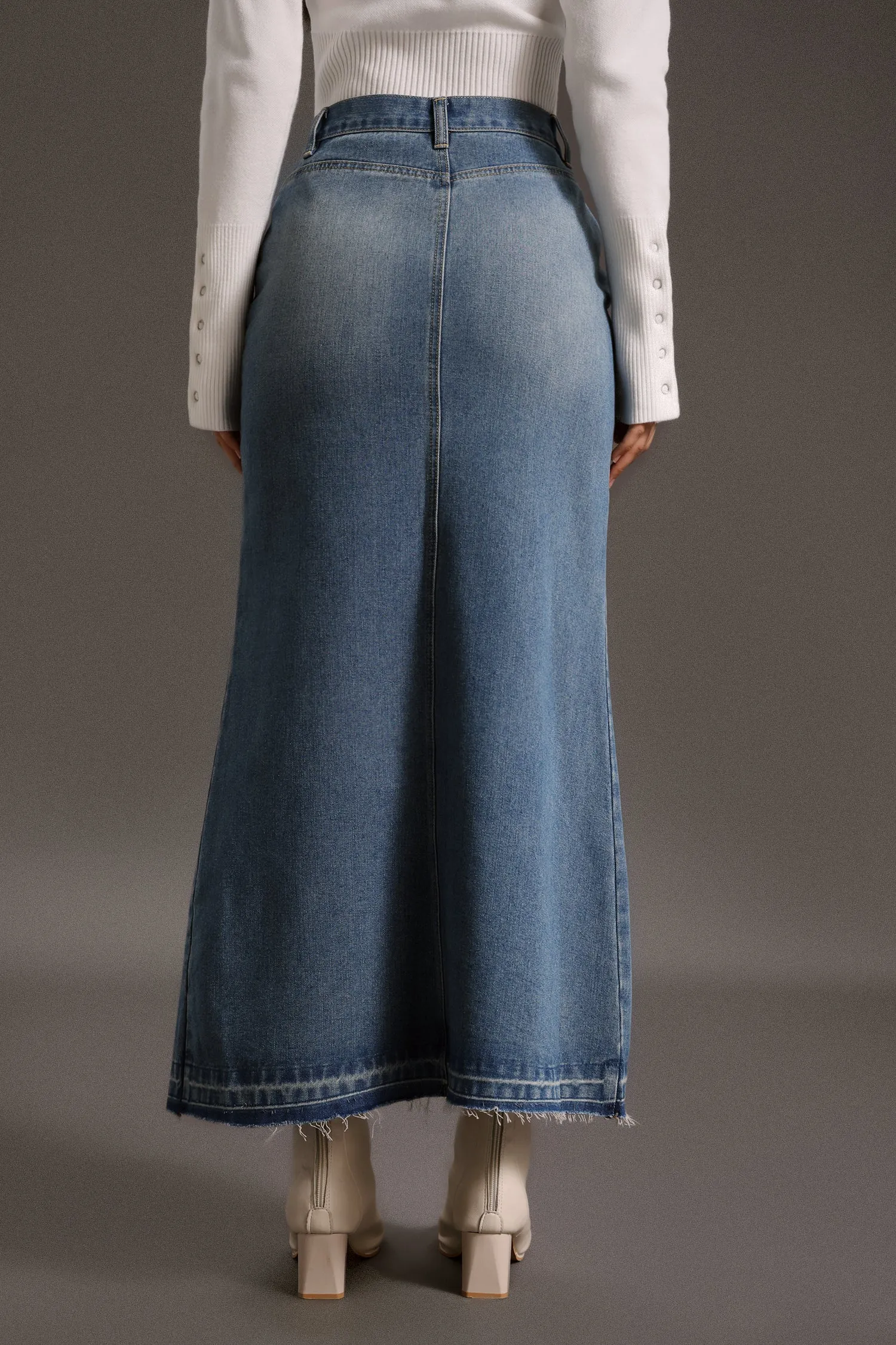 Eweny High Slit Cowboy Skirt