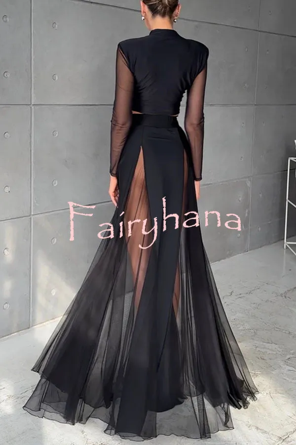 Feeling Chic Tulle Patchwork Elastic Waist A-line Maxi Skirt