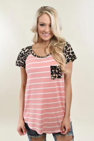 Fierce Leopard Pocket Top ~ Pink