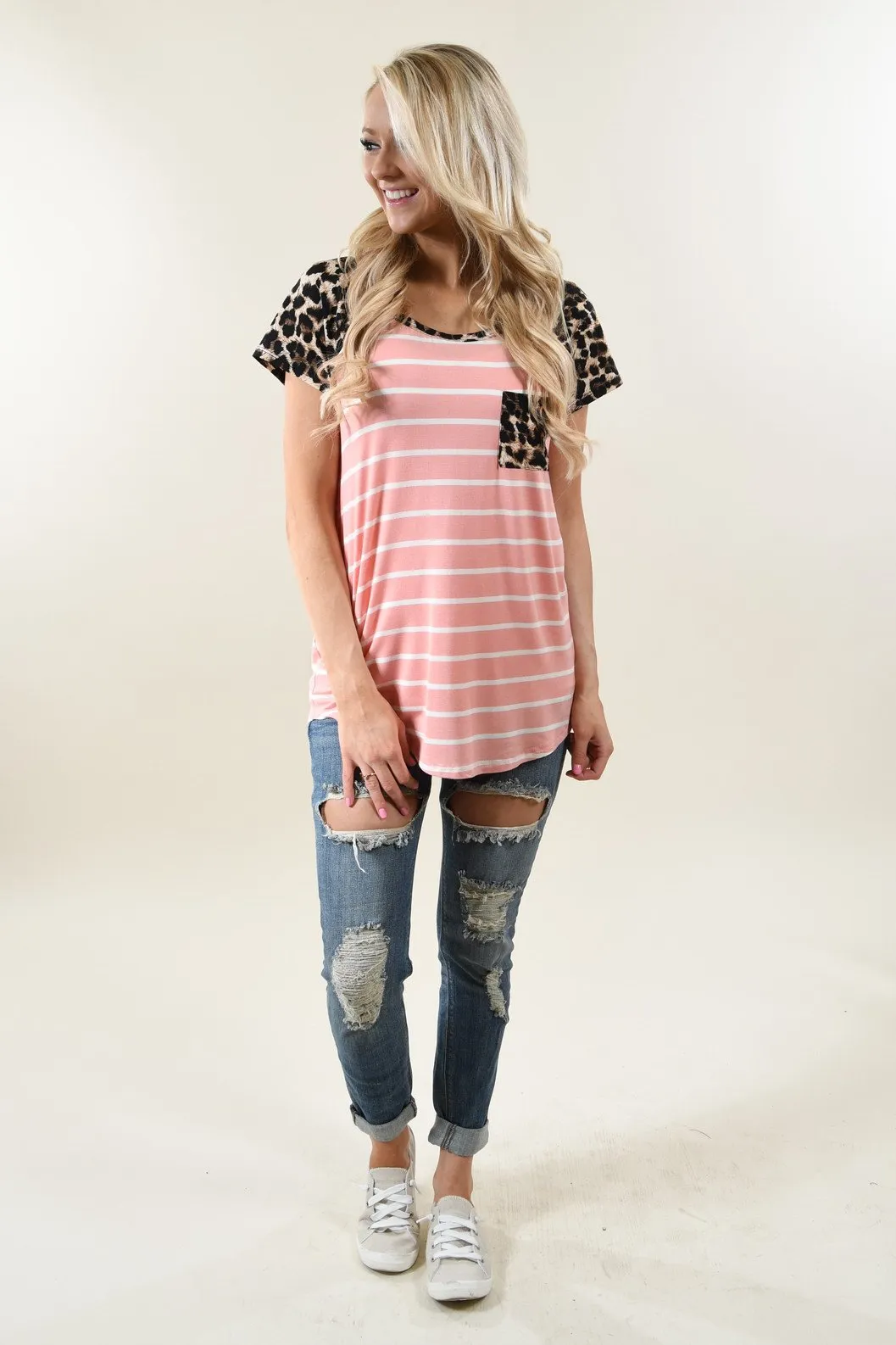 Fierce Leopard Pocket Top ~ Pink