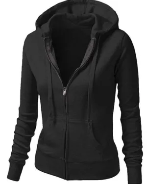 Fleece Simple Zipper For Women Black