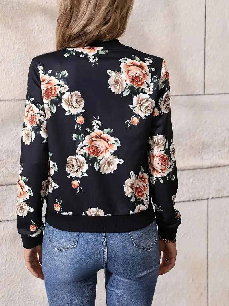 Floral Bomber Jacket for Women