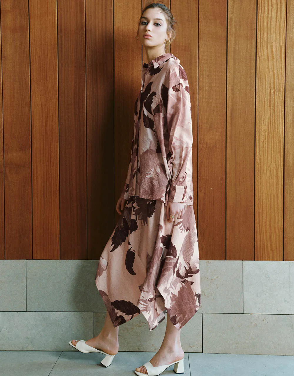 Floral Midi A-Line Skirt