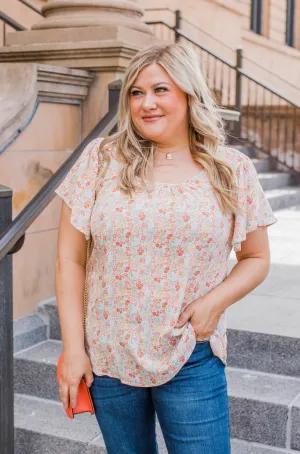 Fluttering Butterflies Floral Top- Coral
