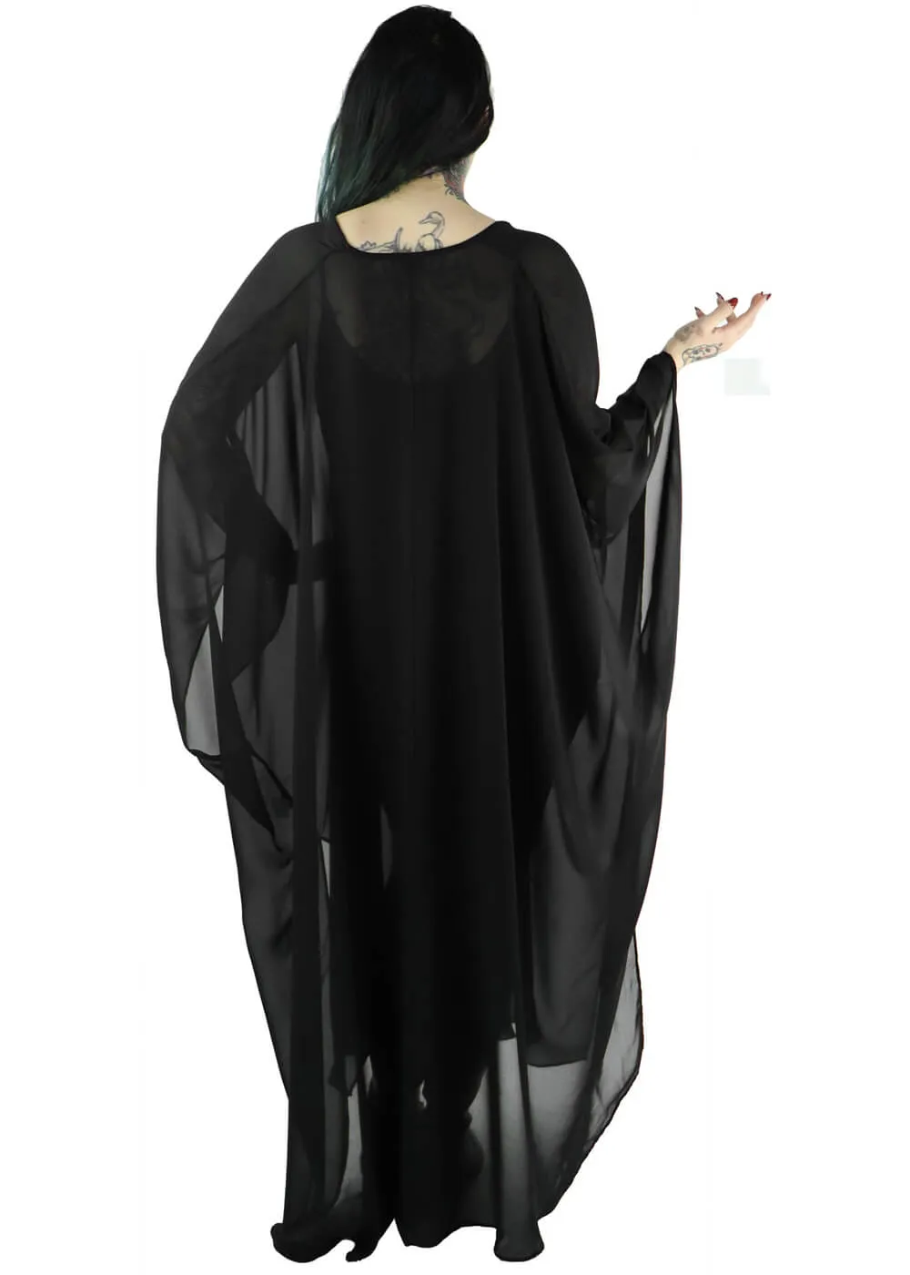 Foxblood Petra Chiffon Flowing Kaftan Black