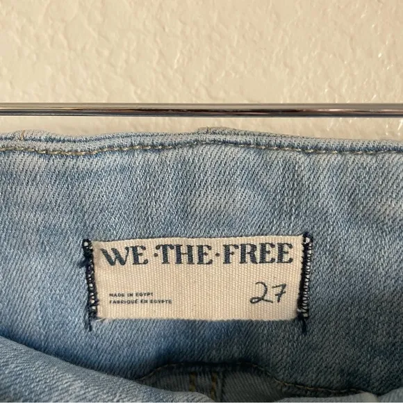 FP We The Free Jayde High Waisted Flare Stretchy Denim Jeans Light Blue Retro 27