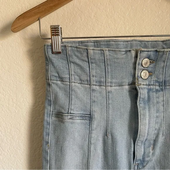 FP We The Free Jayde High Waisted Flare Stretchy Denim Jeans Light Blue Retro 27