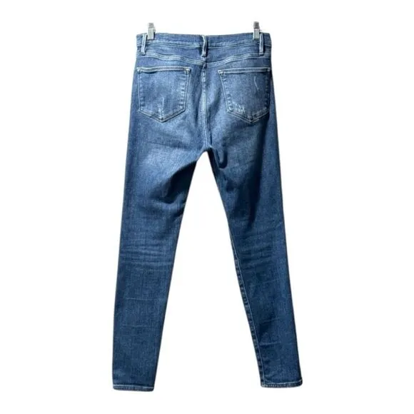 Frame Denim Le High skinny Jeans Medium Blue Distressed cut out