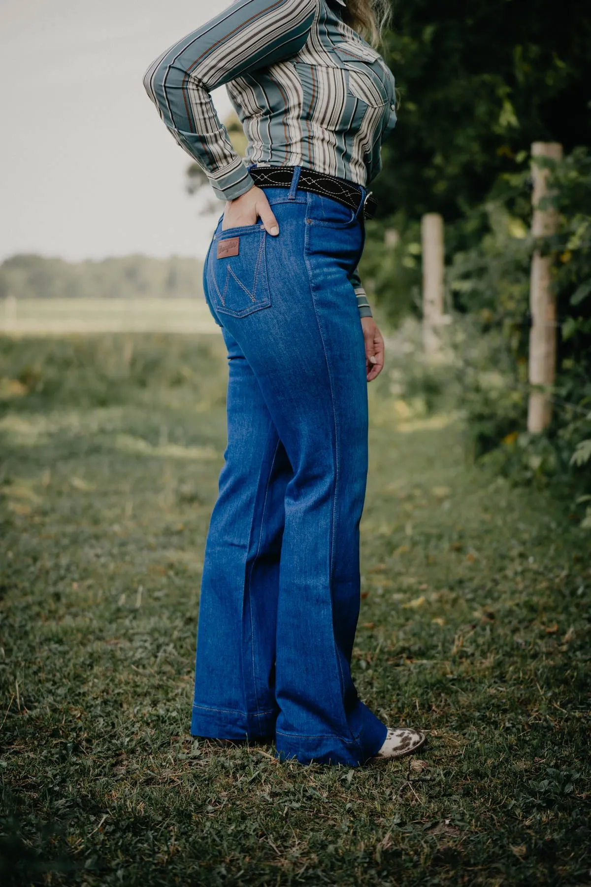 'Frankie' Retro High Rise Trouser Jean by Wrangler (Blue)