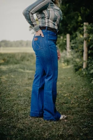 'Frankie' Retro High Rise Trouser Jean by Wrangler (Blue)