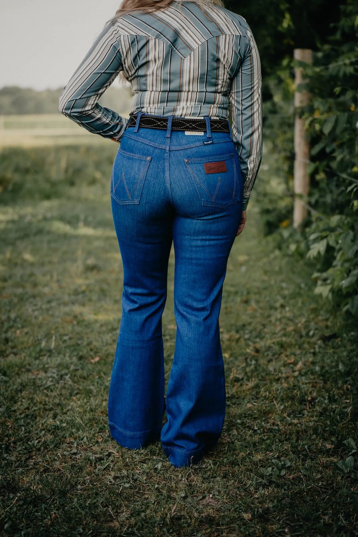 'Frankie' Retro High Rise Trouser Jean by Wrangler (Blue)