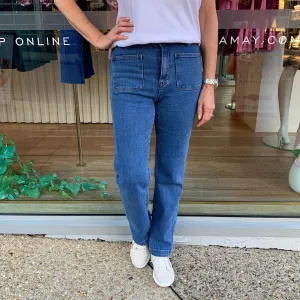 Frida Straight Leg Jeans (Mid Blue)
