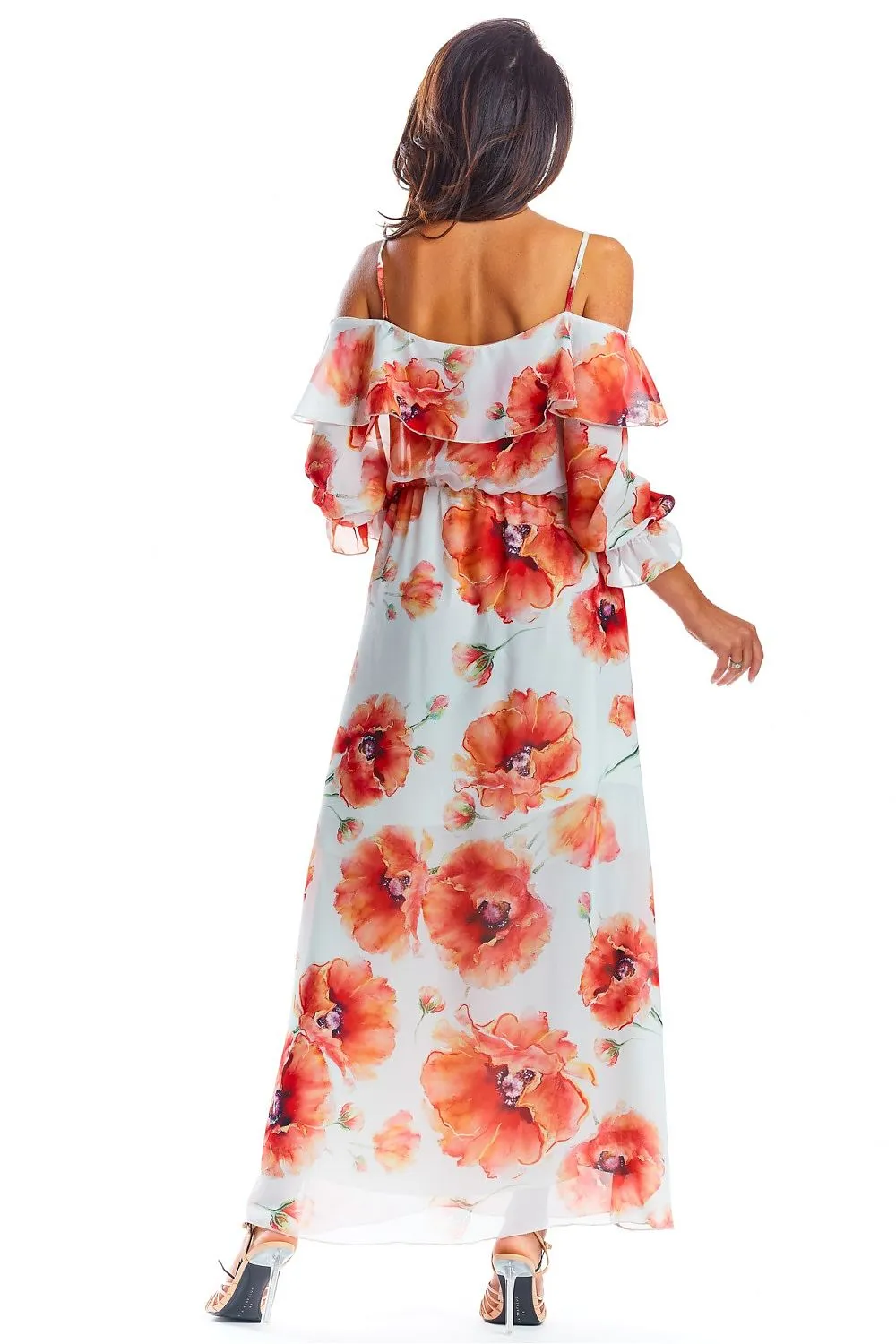 Frilled Neckline Adjustable Maxi Dress