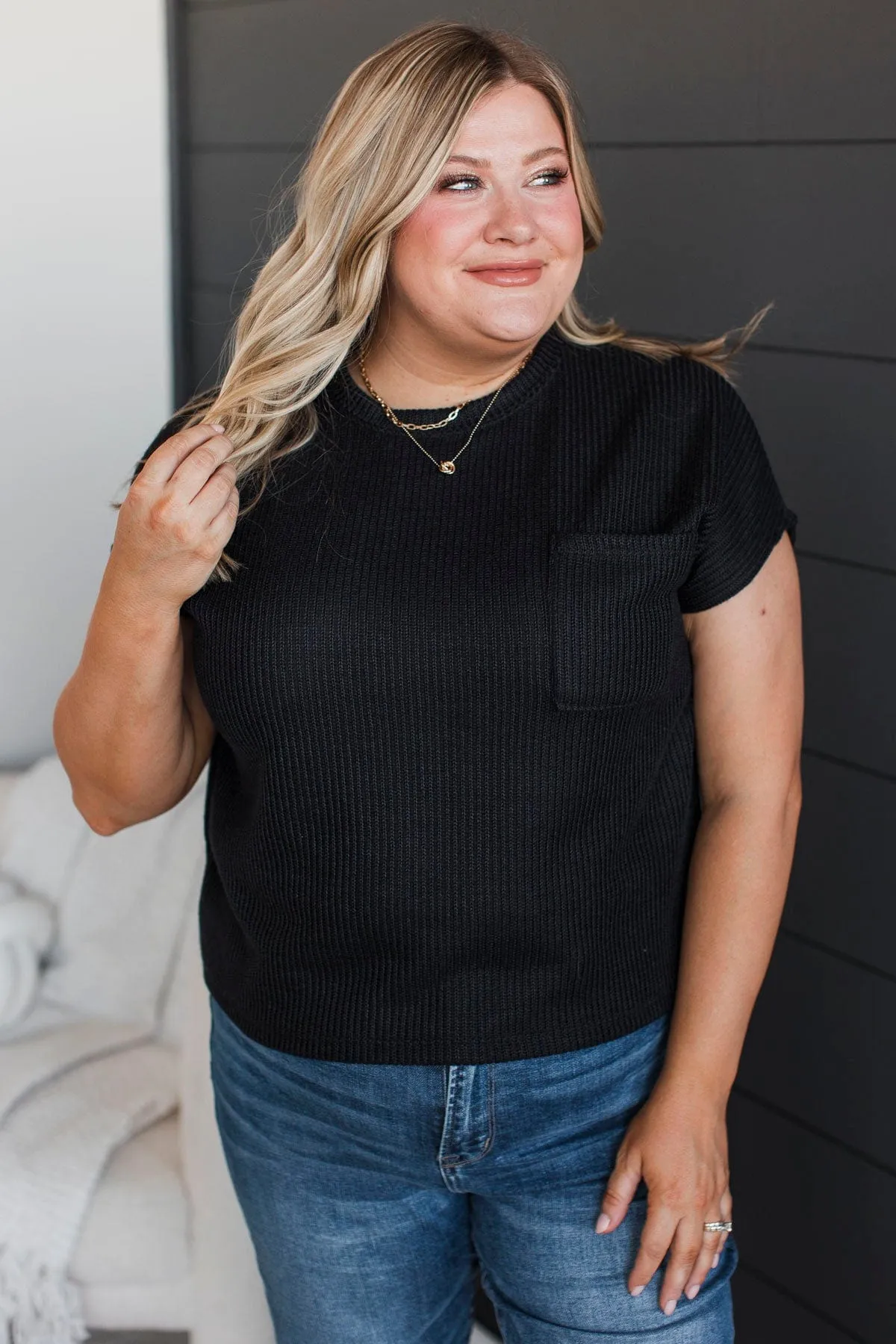 From The Beginning Knit Top- Black
