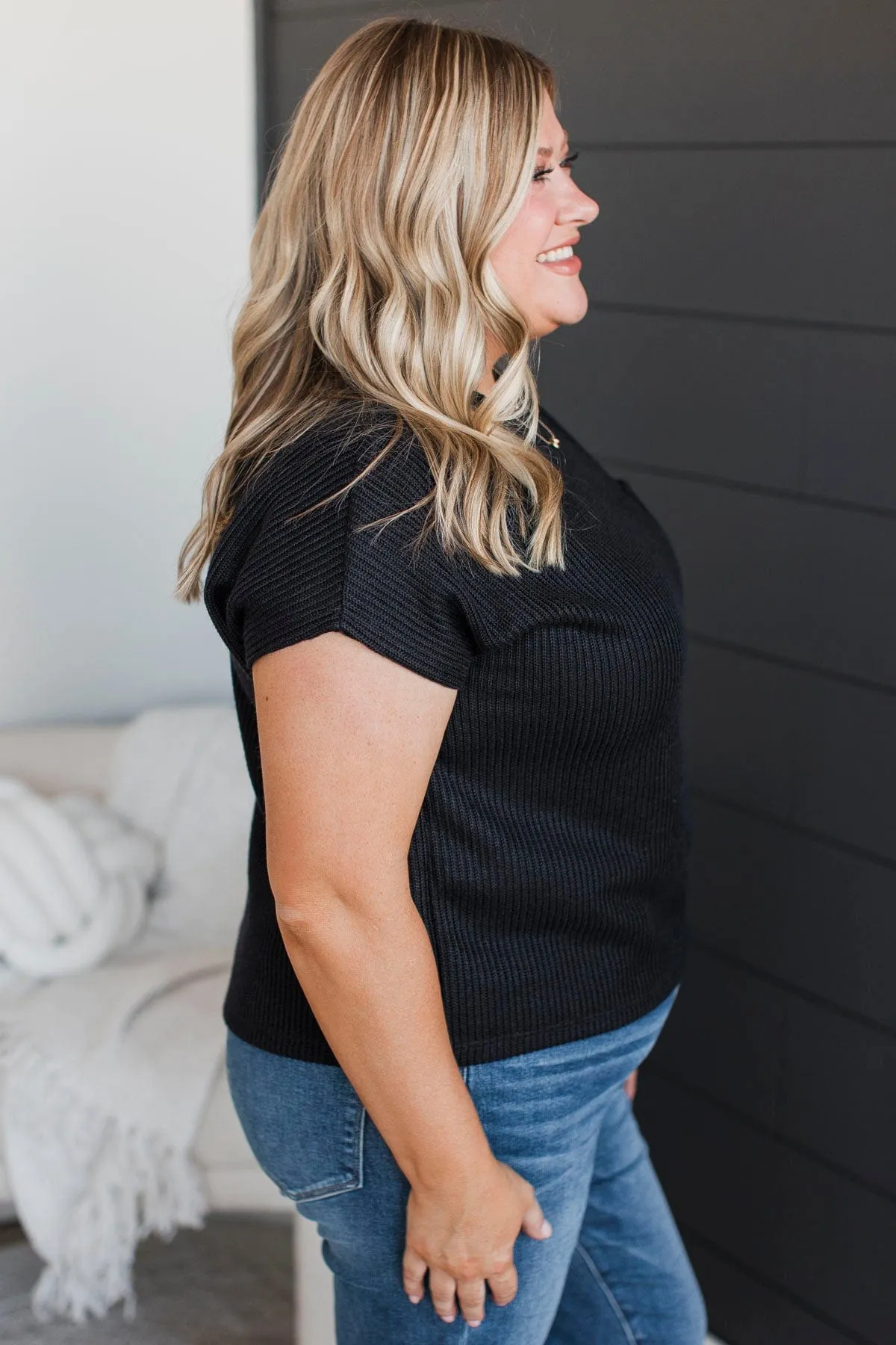 From The Beginning Knit Top- Black